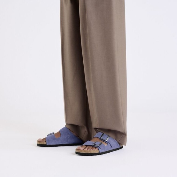 Birkenstock Unisex Arizona Suede Leather Purple Dusk/Blue Double Strap Sandals💜 - Picture 14 of 15